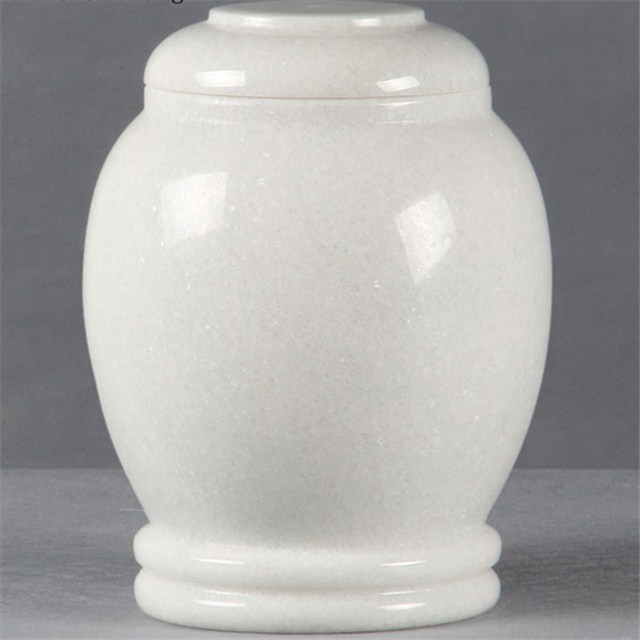 White marble ash urn